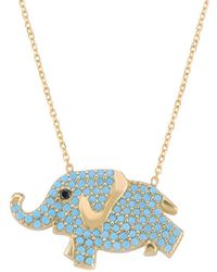 Gold Over Silver Cz Elephant Necklace