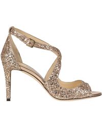 Jimmy Choo - 'emily' Glittered Leather Sandals - Lyst