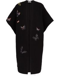 Valentino Knitted Butterfly Cardigan - Black