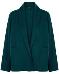 Eileen Fisher Teal Wool Felt Blazer - Blue