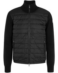 moncler black shell and wool blend jacket moncler black shell and wool blend jacket