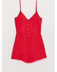 H&M Playsuit mit Knöpfen - Rot
