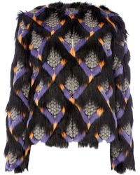 Biba Diamond Faux Fur Jacket - Black