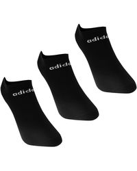 adidas No Show 3 Pack Trainer Socks Ladies - Black