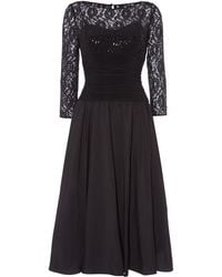 Eliza J Sweetheart Flared Dress With Lace Sleeves - House of Fraser