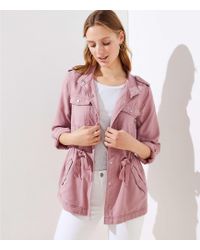 LOFT Petite Drawstring Utility Jacket - Pink