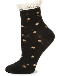Free People Ditsy Darling Fringe Socks - Black