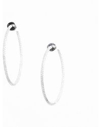 Lyst Stone Heaven 18kt Gold Cross Earrings With White Diamonds In Stone 18k Gold Diamonds Large Bliss Hoop Earrings Lyst