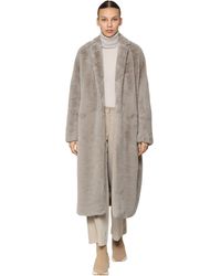 Max Mara Abrigo De Piel Sintética Con Cinturón - Multicolor