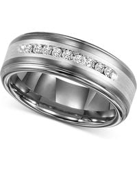Lyst Men S Triton Rings From 98 Triton Men S Tungsten Carbide And Diamond Wedding Band Ring In Sterling Silver 1