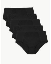 Marks & Spencer 5 Pack Cotton Rich Midi Panties Black