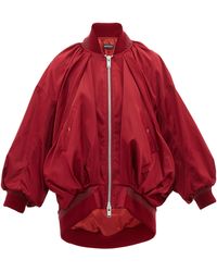 Undercover Draped Silk Satin Bomber Jacket - Red
