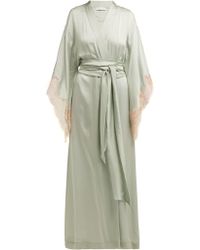 Carine Gilson Lace Trimmed Silk Robe - Blue