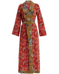 Anjuna Selene Paisley Print Silk Robe - Red