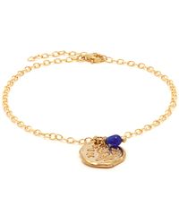 Ancient Greek Sandals Wing Embossed Charm Chain Anklet - Blue