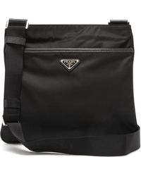Nylon Zipped Messenger Bag Black
