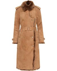 Lyst - Burberry Midlength Shearling Collar Leather Trench Coat in Black