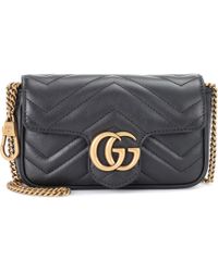 Gg Marmont Mini Shoulder Bag Black