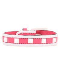 Lyst - Valentino Large Rockstud Leather Bracelet in Pink