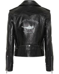 Saint Laurent Perfecto Bird en cuir - Noir