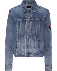 Saint Laurent Denim Jacket With Appliqué - Blue