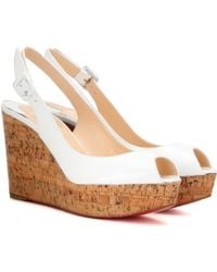 Christian louboutin Disqueen Strappy Python Wedges in Pink (beige ...  