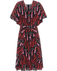 Valentino Bedrucktes Midikleid aus Seide - Rot