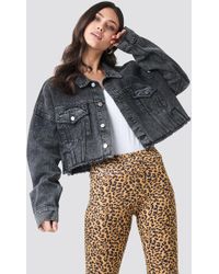 black raw hem denim jacket