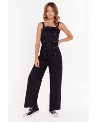 Nasty Gal Button Top Of The World Belted Jumpsuit - Black