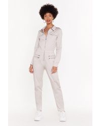 Nasty Gal Zip Front Detail Boilersuit - Natural
