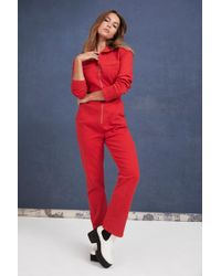 Nasty Gal Zip It Through Denim Boilersuit - Red