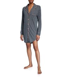 Cosabella Bella Striped Long-sleeve Sleepshirt - Black
