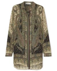 Etro Paisley-print Silk Crepe De Chine Shirt - Green