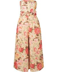 Zimmermann Honour Trägerloser Jumpsuit Aus Leinen Mit Blumenprint - Pink