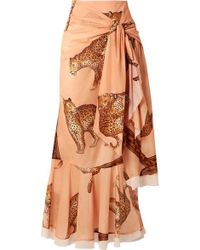 Johanna Ortiz Tropical Agitations Wrap-effect Ruffled Printed Cotton-voile Maxi Skirt - Multicolor
