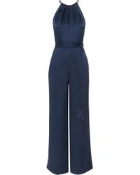 Diane von Furstenberg Combi-pantalon À Encolure Américaine En Satin Constantina - Bleu