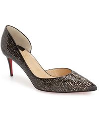 Christian louboutin Iriza Half D\u0026#39;Orsay Cork Pumps in Beige ...