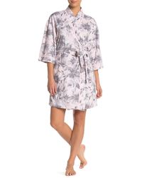 Carole Hochman Floral Print Elbow Sleeve Robe - Pink