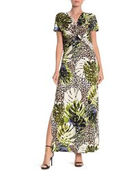 Spense Tropical Print Front Twist Maxi Dress - Multicolor
