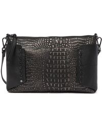 Women S Kooba Bags Kooba Copland Croc Embossed Leather Crossbody Clutch Lyst