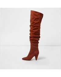 river island cream slouch boots
