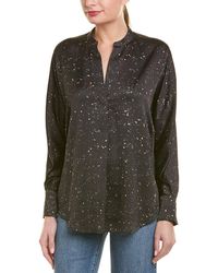 Vince Satin Popover Silk Top - Black