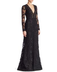 Oscar de la renta Sheer Lace Cocktail Dress in Black | Lyst