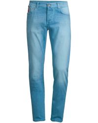 Isaia Slim fit Stretch denim Jeans in Gray for Men Lyst Westbrooks wearing True Religion pants ($58, neimanmarcus