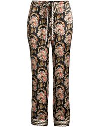 Oscar de la Renta Floral Print Pajama Pants - Black