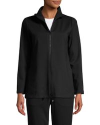 Eileen Fisher Stand Collar Zip-up Jacket - Black
