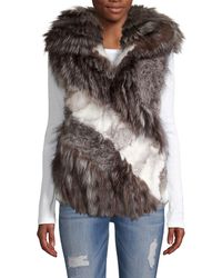 Adrienne Landau Rabbit, Fox And Lamb Fur Vest - Gray