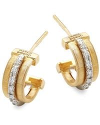 Lyst Marco Bicego Goa Diamond 18k Tricolor Gold Hoop Earrings Marco Bicego Goa Diamond 18k White Gold And Yellow Engraved Earrings