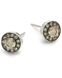 Lyst Le Vian Chocolatier Chocolate Diamond Stud Earrings In 14k Le Vian Chocolatier Chocolate Diamonds 14k Vanilla Gold Bezel Stud Earrings