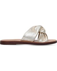 CARVELA Kreek twisted leather slides Gold - I5514 CARVELA Kreek twisted leather slides Gold - I5514